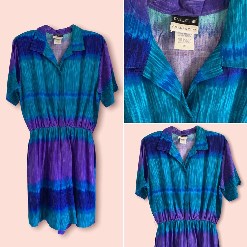 Vintage Tie Dye 90s Romper + Pockets